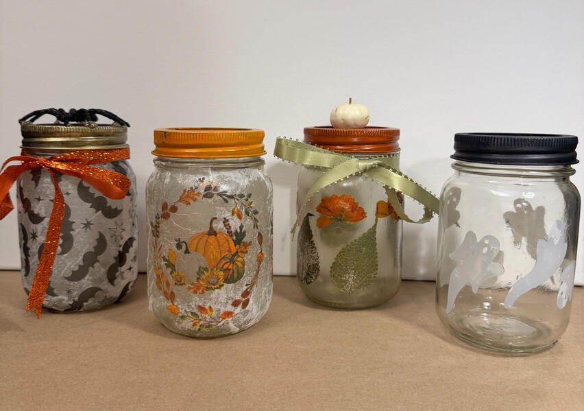 Untitled decorated mason jars